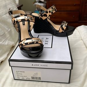 Alex Marie black cheetah wedges